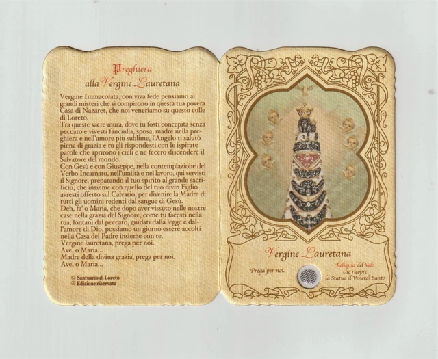 Santino Vergine Lauretana Con Reliquia E Preghiera Litanie Lauretane