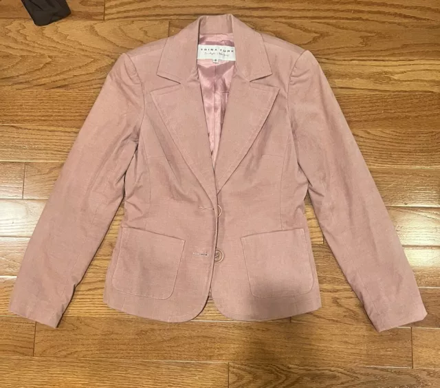 Trina Turk Dusty Rose Velvet Jacket Pink Blazer Women's S M 6 Academia B0014