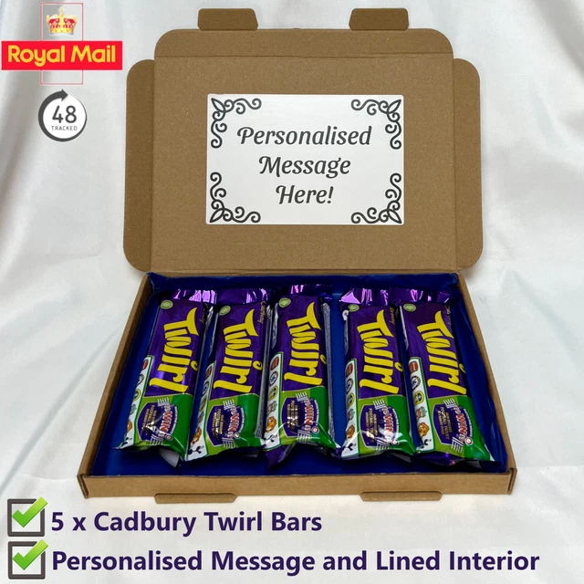 CADBURYS TWIRL CHOCOLATE Bars Gift Hamper Sweet Box with Personalised ...