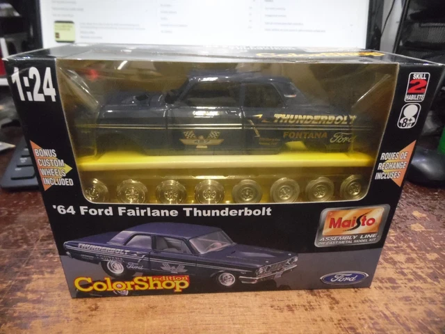 Maisto 1964 Ford Fairlane Thunderbolt 1/24 Diecast Model Kit Blue Color Shop NEW Maisto 1964 Ford Fairlane Thunderbolt 1/24 Diecast Model Kit Blue Color Shop NEW