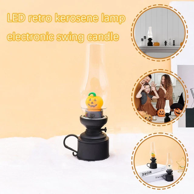 LED VINTAGE KEROSENE Lamp Electronic Swing Candle,Halloween Ghost Night