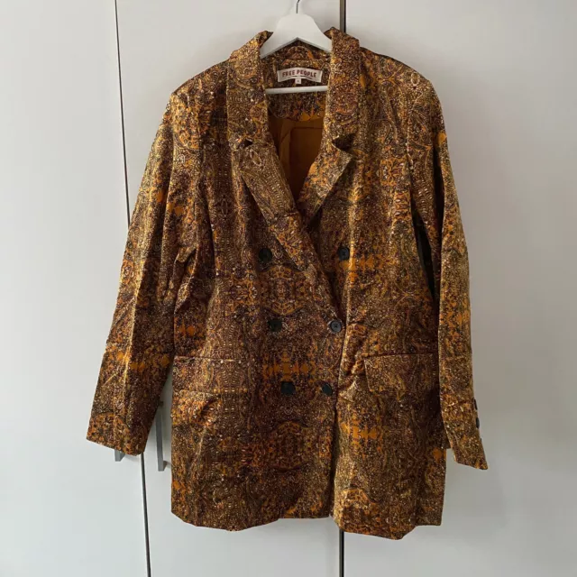 Free People Cosmo Printed Velvet Blazer Jacket Size XL New Without Tags