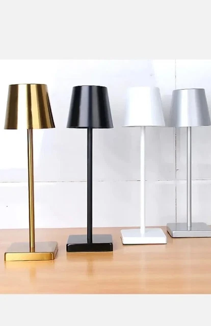 Lampada da tavolo led ricaricabile poldina oro nera bianca grigia.