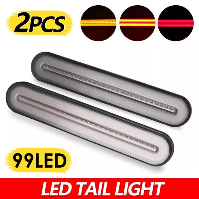 2PCS Halo Neon Tail Lights LED Flowing Turn Signal Trailer Truck Rear Stop Brake