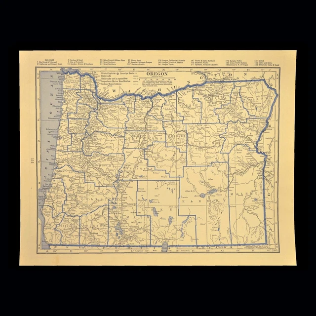 VINTAGE MAP OF OREGON Railroad Map Depot Towns Southern Pacific RR ...