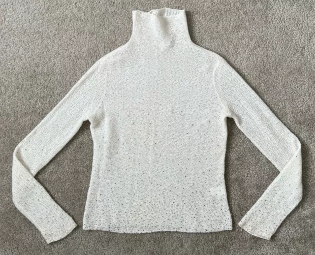 MAGASCHONI CASHMERE BEADED Turtleneck Sweater in Ivory Size Small RN ...