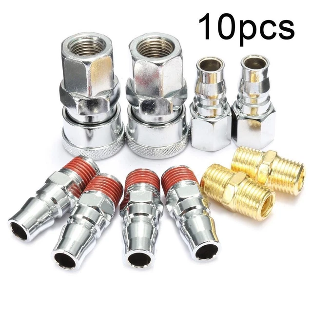 10X Airline Fittings Air Compressor Coupling Hose Connectors Male Female 1/4 BSP