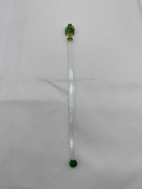 Green Octopus Art Glass Swizzle Stick 8.25"