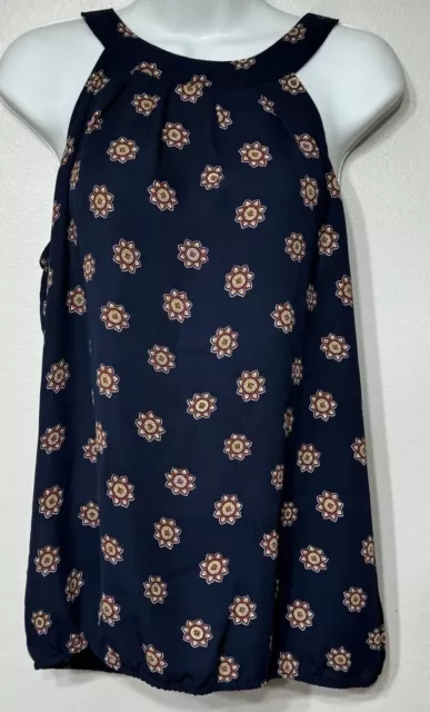 The Loft Outlet Halter Style Sleeveless Blouse Women’s Size Medium Navy Top