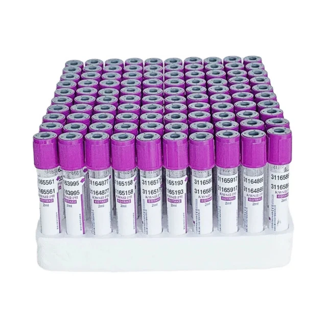 EDTAK3 VACUUM BLOOD Collection Tube Purple Cover Laboratory Blood Test ...