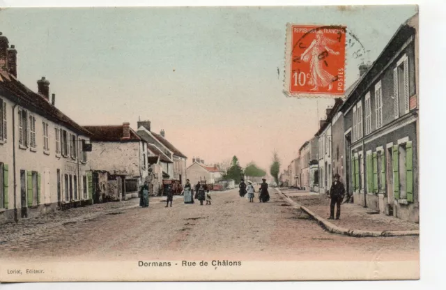 DORMANS - Marne - CPA 51 - nice color map of the rue de Chalons
