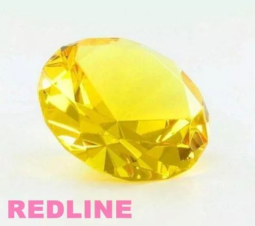 Round Crystal Diamond Paperweight Decor Yellow  (3.25'' / 80 mm)