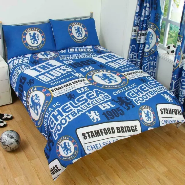 Chelsea FC Patch Double Duvet Cover Bedding Set Football Fans Gift Official