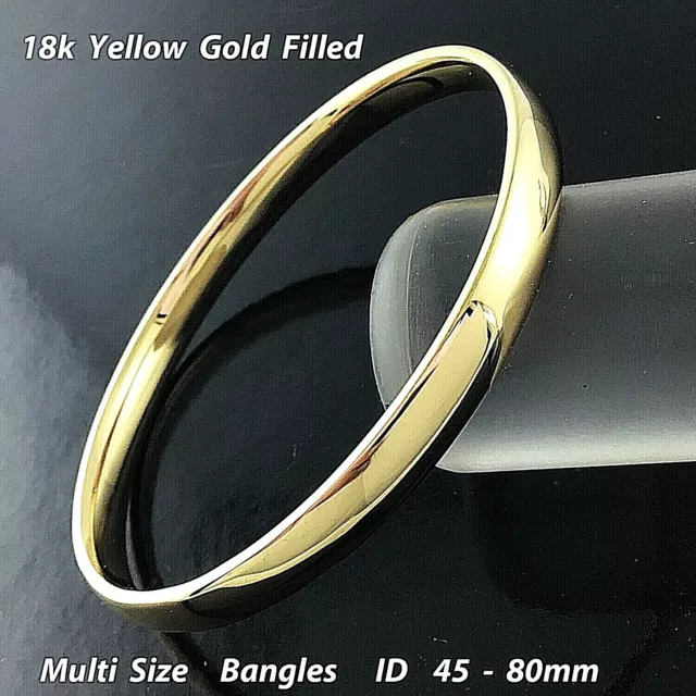 Bangle Real 18K Yellow Gold Filled Solid Baby Child Teen Sz Ladies Cuff Bracelet