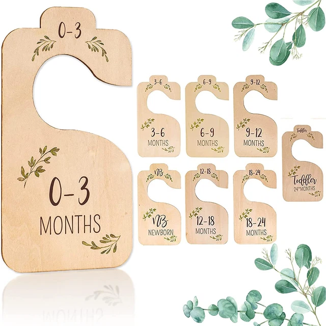 Baby Closet Dividers Clothes Organizer, Set of 8 Beautiful Wooden Double-Sided B
