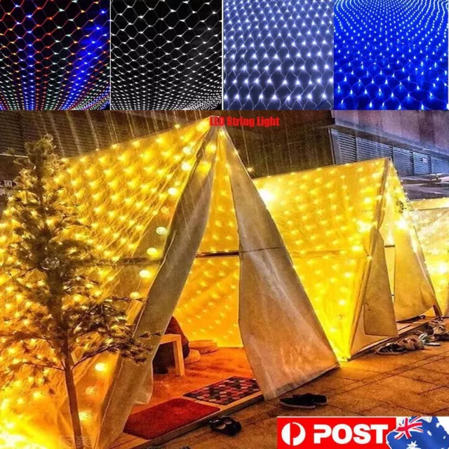 LED Net Mesh Curtain String Fairy Lights Xmas Wedding Party Garden Outdoor Decor