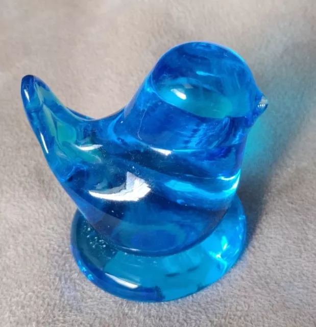 Vintage Glass Blue Bird of Happiness Terra Studios - Signed Leo Ward 1989