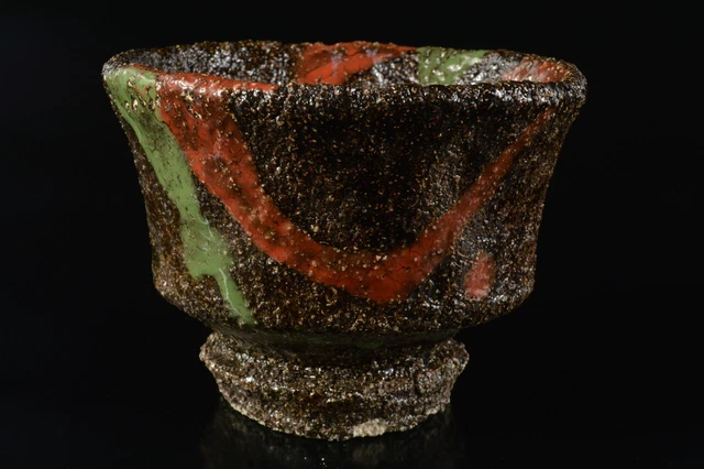 G6627: Japanese Mino-ware Brown glaze Muffle painting Kashiki DESSERT BOWL/dish