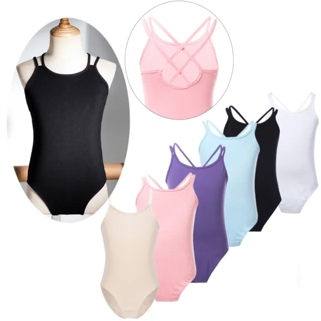 US Girls Ballet Crisscross Bodysuit Sleeveless Dance Leotard Costume Dancewear