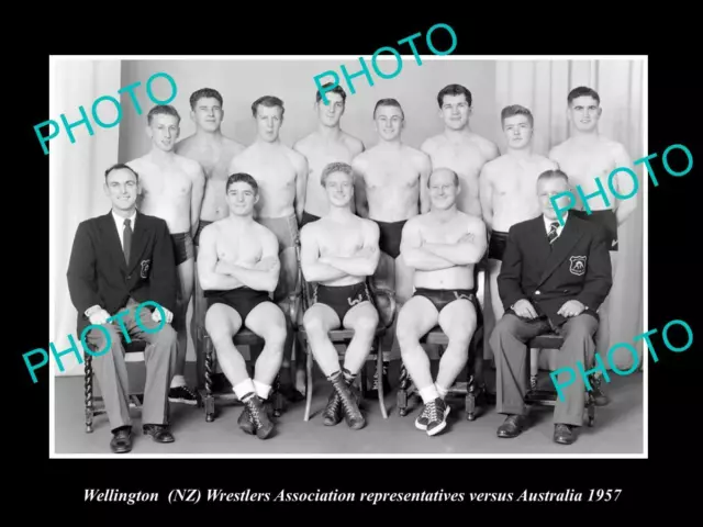 OLD 8x6 HISTORIC PHOTO OF THE 1957 WELLINGTON WRESTLING TEAM NEW ZEALAND