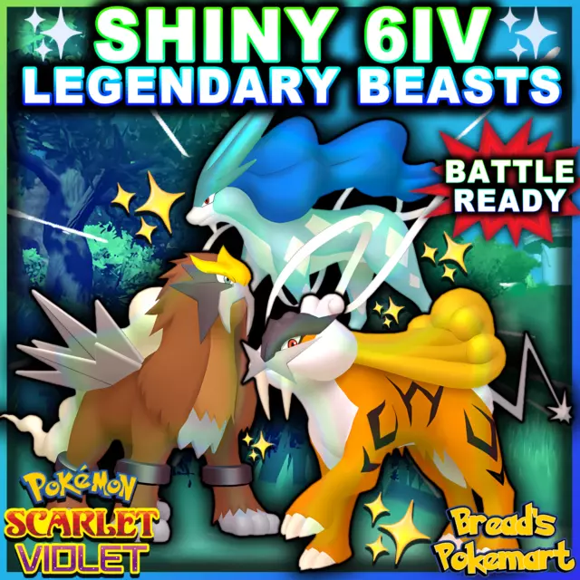 Shiny 6IV Raikou, Entei, and Suicune Legendary Beasts Pokemon