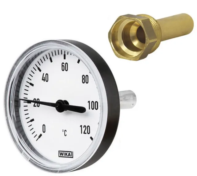 HpLive Anlegethermometer Heizungsrohr 0-120°, Bimetall