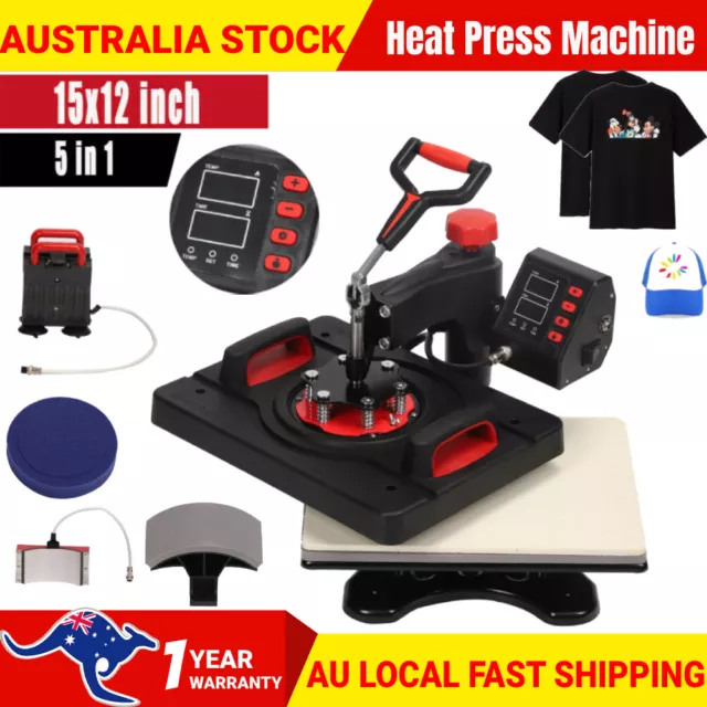 5 in1 15" Digital Manual Heat Press Machine T-Shirt Transfer Sublimation Printer