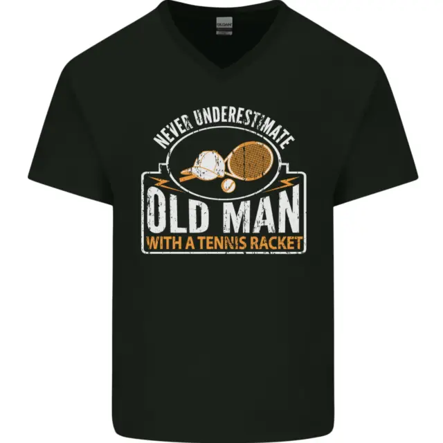 Un Vecchio Uomo Tennis Racchetta Player Uomo Scollo A V Cotone T-Shirt