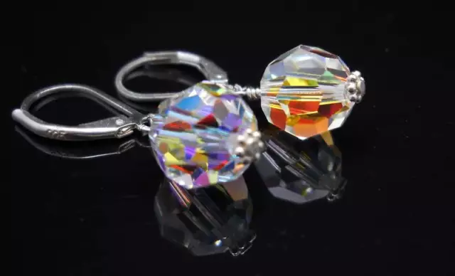 Swarovski Clear AB Crystals & Sterling Silver Earrings