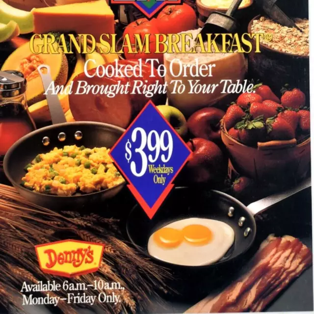 VINTAGE 1993 DENNY'S Restaurant Menu All You Can Eat Grand Slam ...
