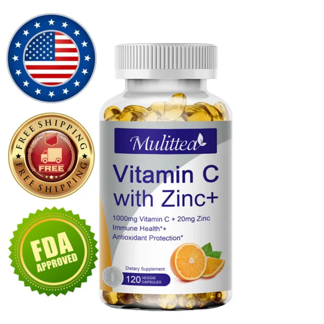 Vitamin C+ Zinc 20mg Capsules Skin Healthy Immune System Support & Booster