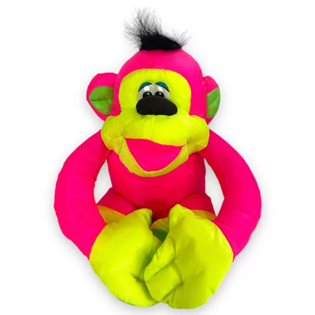 Puffalump Fisher Price Chattering Chimp Neon Pink Monkey 1994 Plush SEE VIDEO