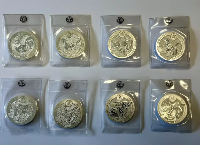 8x 1oz Silver Coin Rwanda Luna Collection