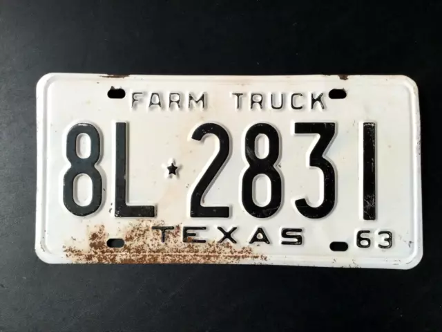 1963 Texas Farm Truck License Plate 8L 2831