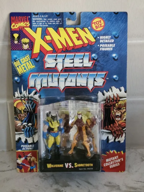 WOLVERINE VS. SABERTOOTH Vintage 1994 X-Men Figures Steel Mutants Marvel Comics