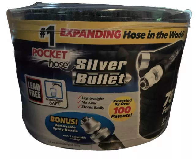 Pocket Hose Silver Bullet Expandable Water Hose - 75ft New