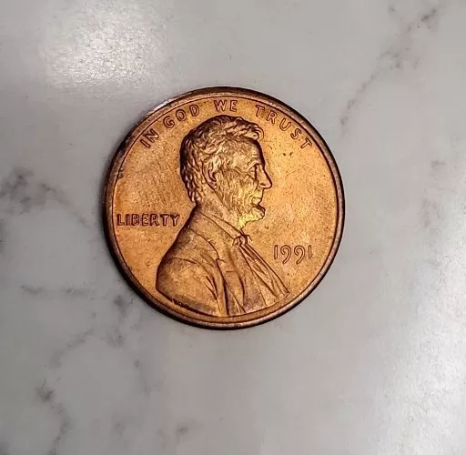 1991 Lincoln Penny NO MINT MARK, OFF CENTER ERROR