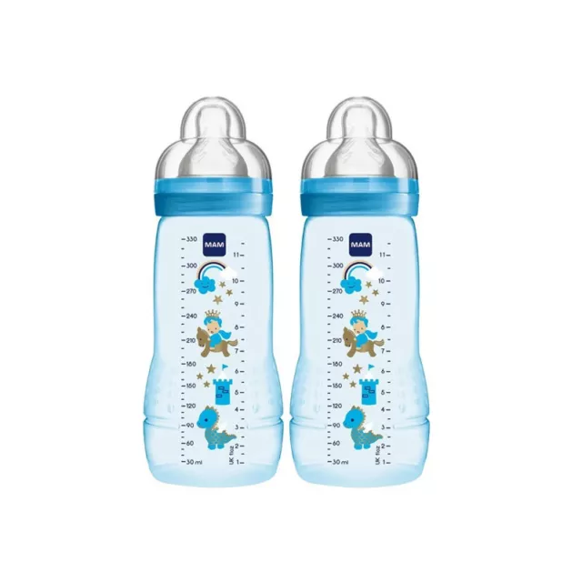 Mam easy active™ biberon 2ème âge bleu 330ml