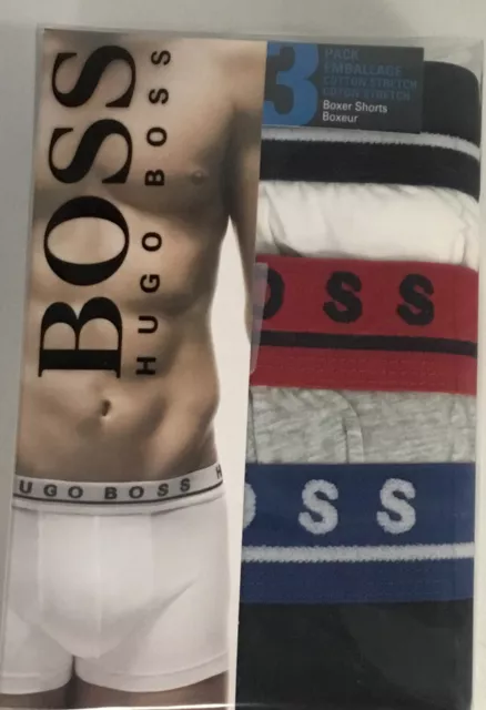 Boss Hugo boss 50403731 Men's Stretch-Cotton Boxer Pack of 3 Multi, Large