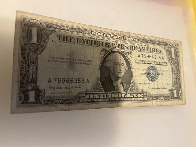 1957A One Dollar Well Circulated Silver Certificate Note - $1 Bill