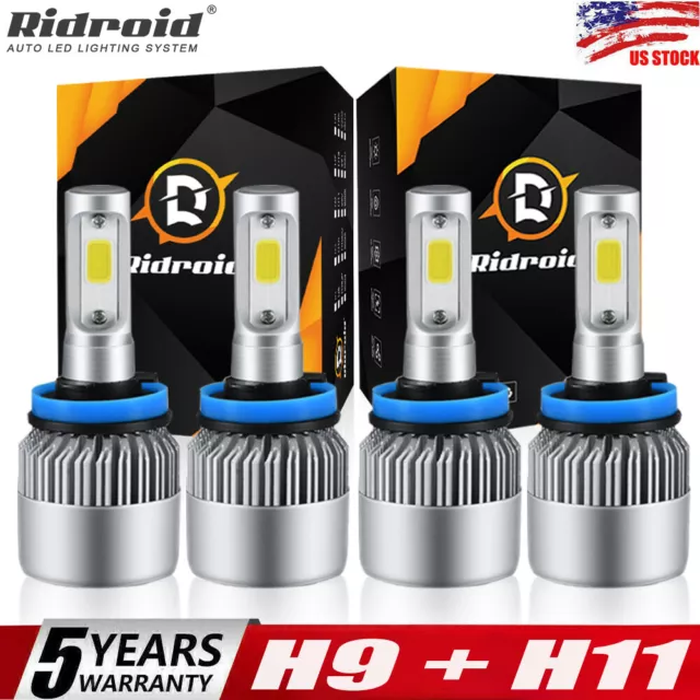 For Chevy Malibu Impala Hi&Low Beam LED Headlight Combo 4 Bulbs 6000K White Kit