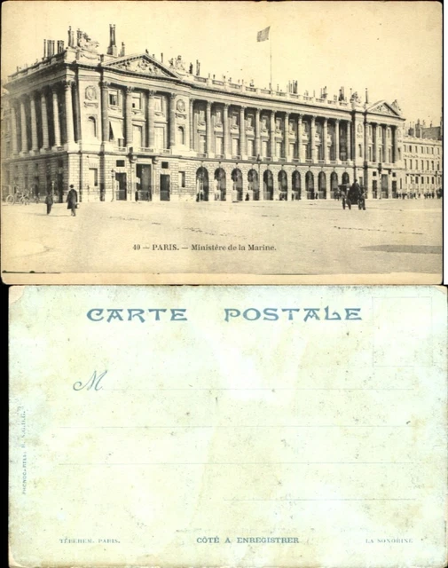 Paris France Ministere de la Marine UDB CPA ~ vintage postcard