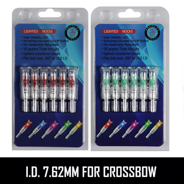 2 Packs (6Pcs/Pack) Lighted Nock New Designed Long Time I.D. 7.62mm For Crossbow