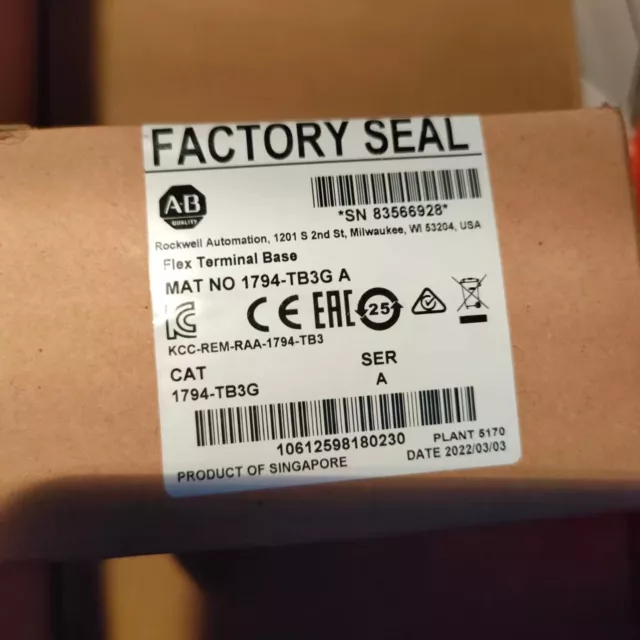 New Factory Sealed AB 1794-TB3G / A Flex Terminal Base Module 1794TB3G In Stock