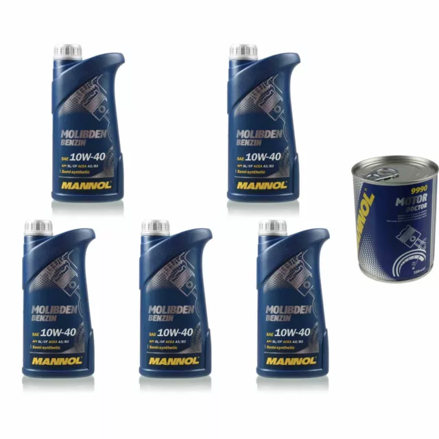 5L Olio Motore MANNOL Molibden Benzina 10W-40 1x MANNOL Motore Doctor Additivo