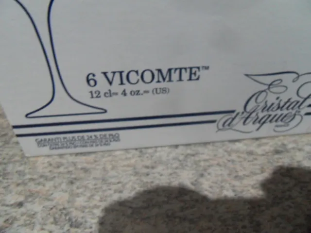 Vintage coffret 6 verre vin blanc cristal d'arques modele Vicomte glass 3