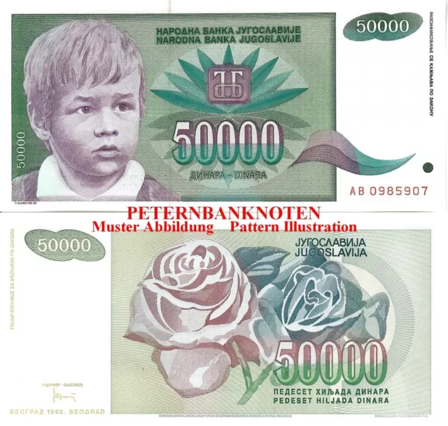 JUGOSLAWIEN / YUGOSLAVIA 50.000 Dinara 1992 Unc P.117   6111# Kassenfrisch..