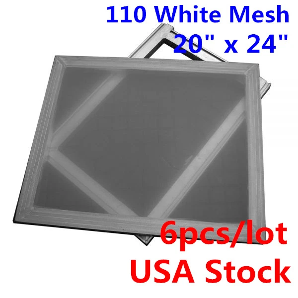 ¡Stock de EE. UU.! PAQUETE DE 6 20 x 24 pulgadas Marco de aluminio Pantalla de seda con 110 Malla Blanca 4