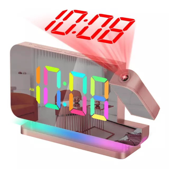 Reloj Despertador de ProyeccióN, Relojes Digitales con Espejo LED de 7,4 Pu6241