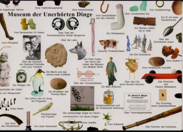 Postkarte aus Berlin Schöneberg mit Exponaten im Museum der Unerhörten Dinge